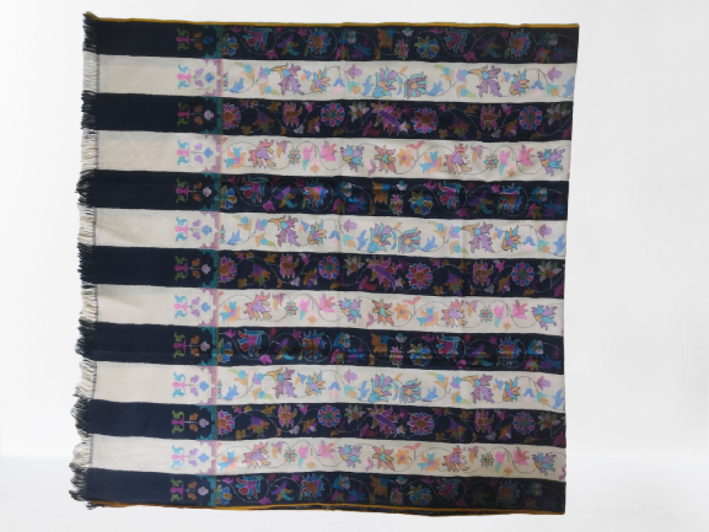 Black & White Stripes Prints Kani Shawl