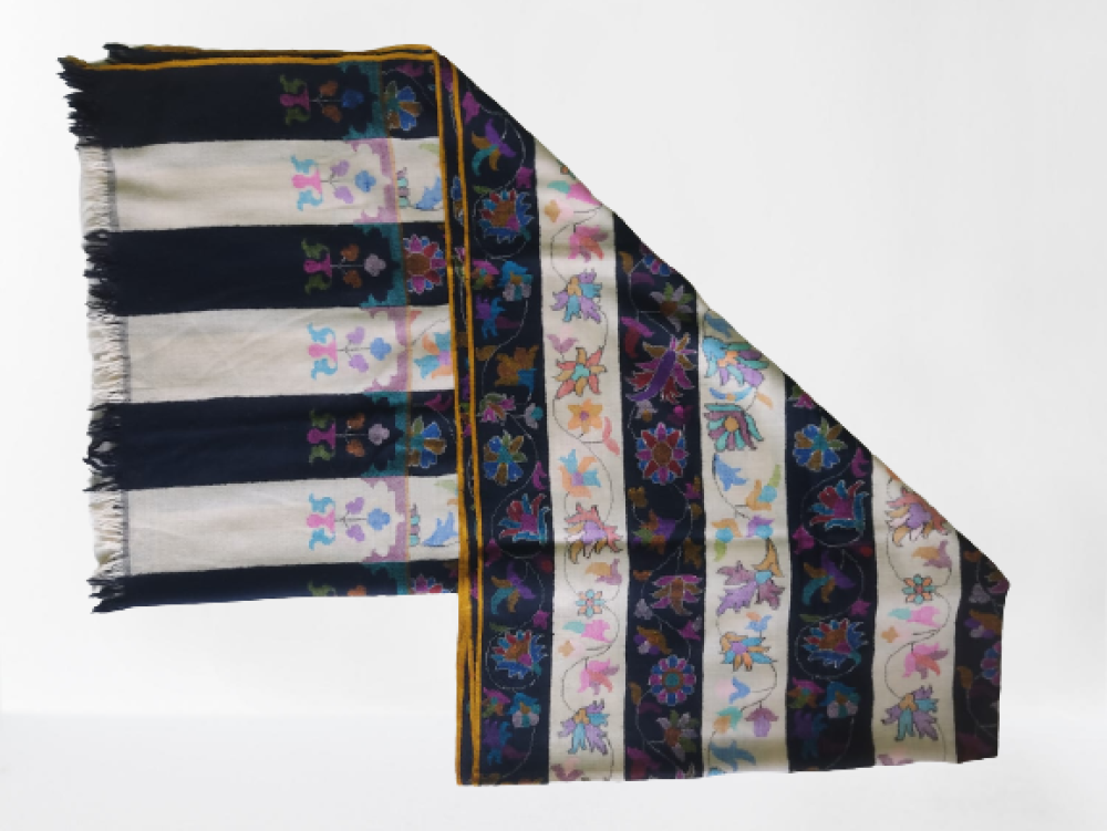 Black & White Stripes Prints Kani Shawl