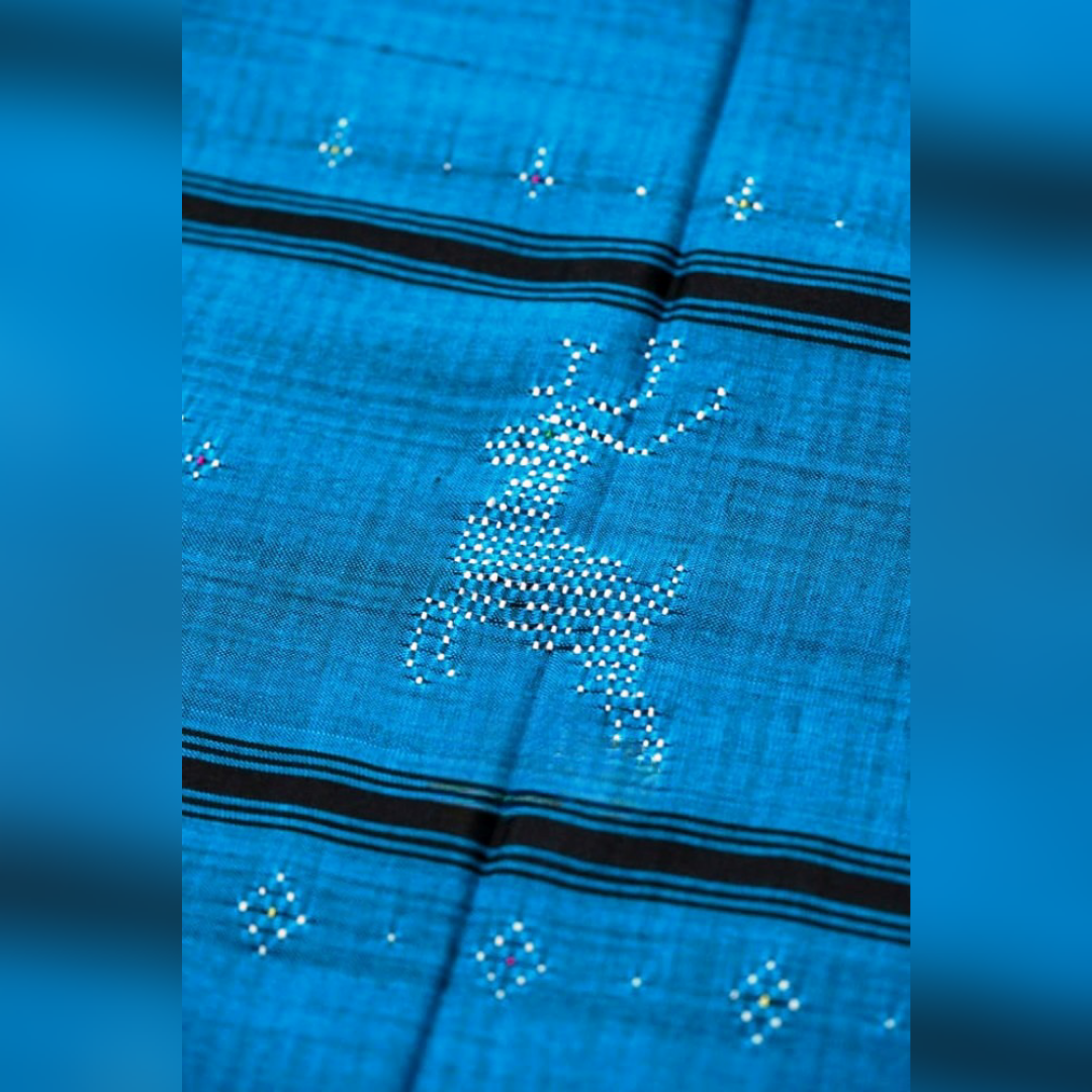 Blue Dupatta with Black Strips