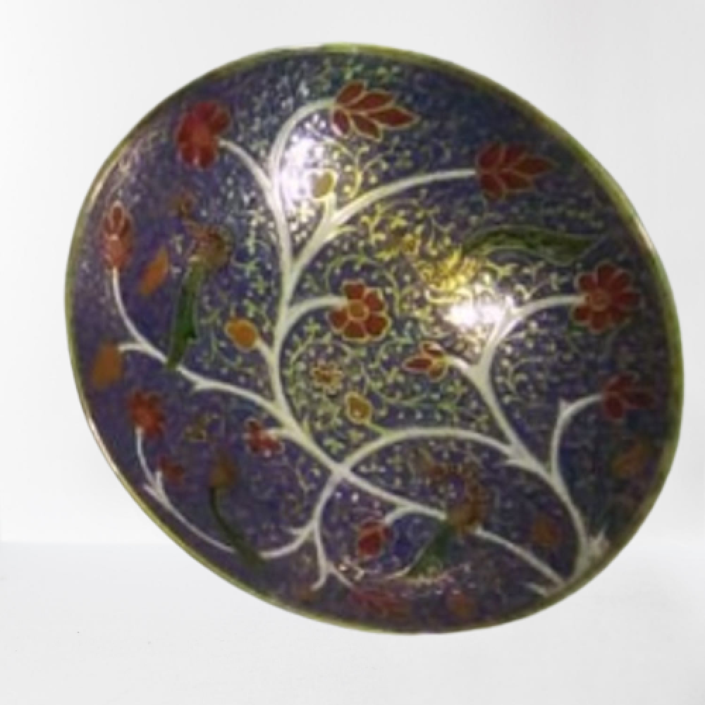 Blue Fruit Bowl Meena Work (7.5 Inch)