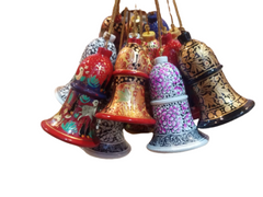 Blue & Gold Floral Christmas Bells