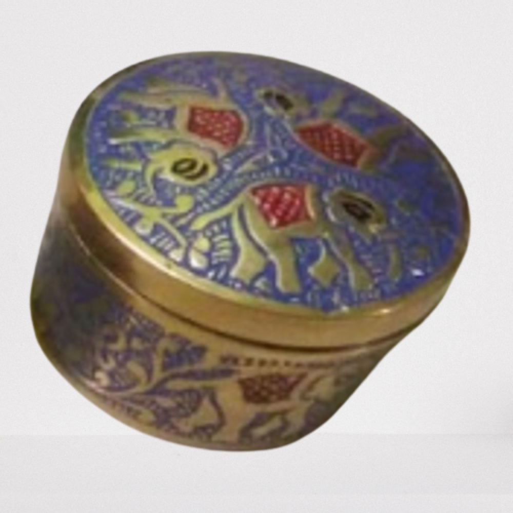 Blue Kum Kum Box Meena Work (2 Inch)