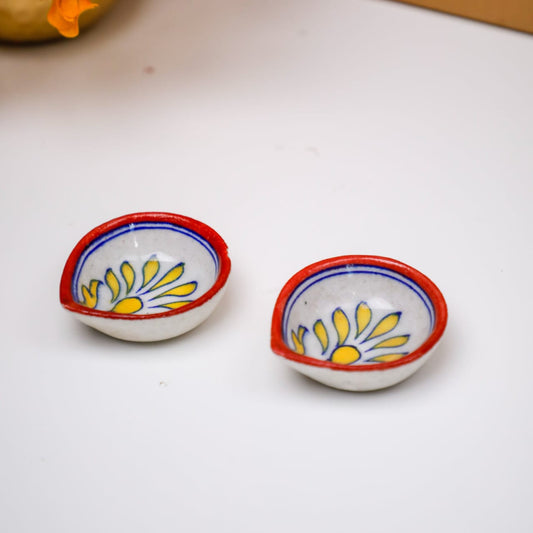 Blue Pottery Assorted Diya Set Of 2