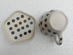 Blue Pottery Beautiful Black Bindu Print Cup Coaster