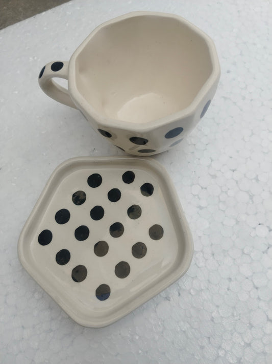 Blue Pottery Beautiful Black Bindu Print Cup Coaster