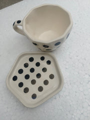 Blue Pottery Beautiful Black Bindu Print Cup Coaster