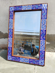Blue Pottery Beautiful Blue Floral Print Mirror
