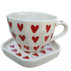 Blue Pottery Beautiful Heart Shape Tea Coster