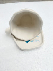 Blue Pottery Beautiful Rain Print Cup Coaster