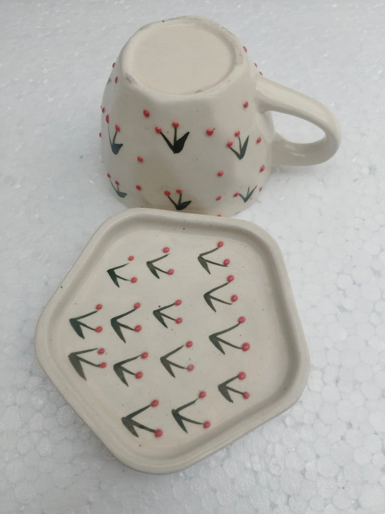 Blue Pottery Beautiful Tree Print Cup Coaster