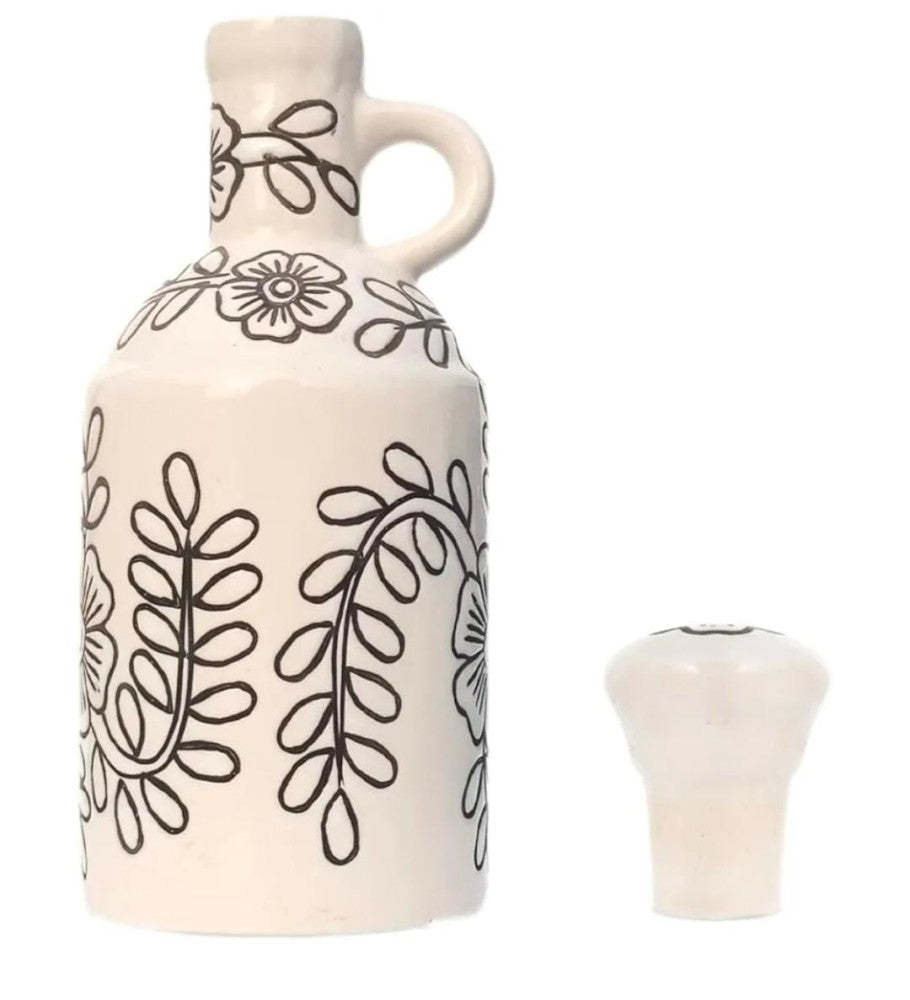 Blue Pottery Beautiful White Floral Print Water Bottle