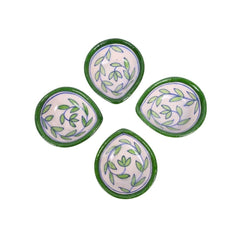 Blue Pottery Floral Diya Set Of 4