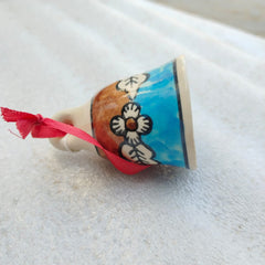 Blue Pottery Hanging Bell Blue 3 Inch