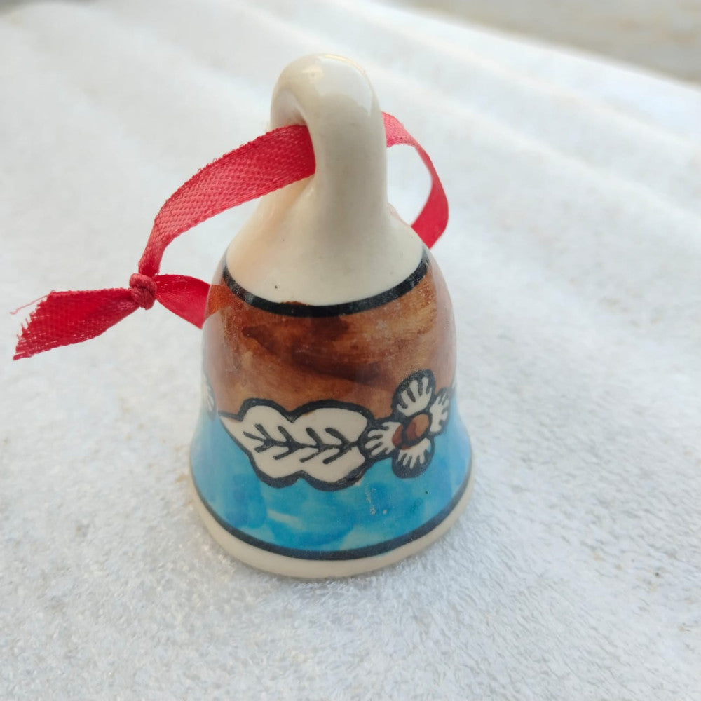 Blue Pottery Hanging Bell Blue 3 Inch