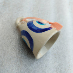 Blue Pottery Hanging Bell Blue Round 3 Inch