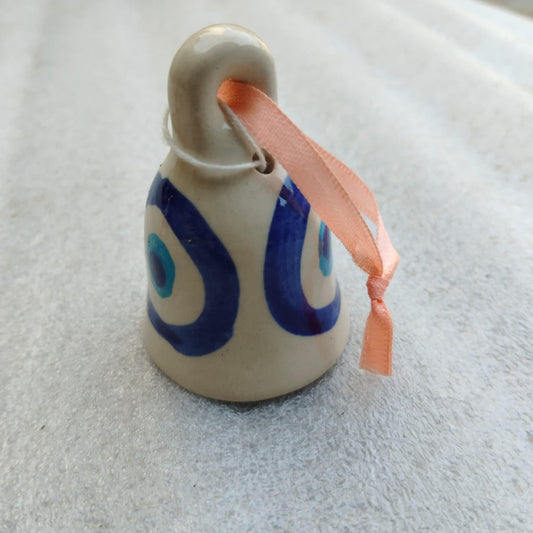 Blue Pottery Hanging Bell Blue Round 3 Inch