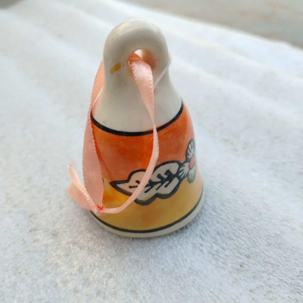 Blue Pottery Hanging Bell Orange 3 Inch