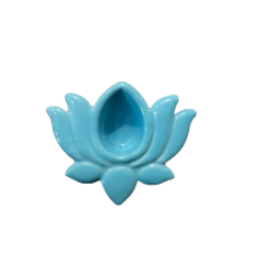 Blue Pottery Lotus Diya Blue