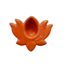Blue Pottery Lotus Diya Orange