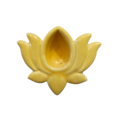 Blue Pottery Lotus Diya Yellow