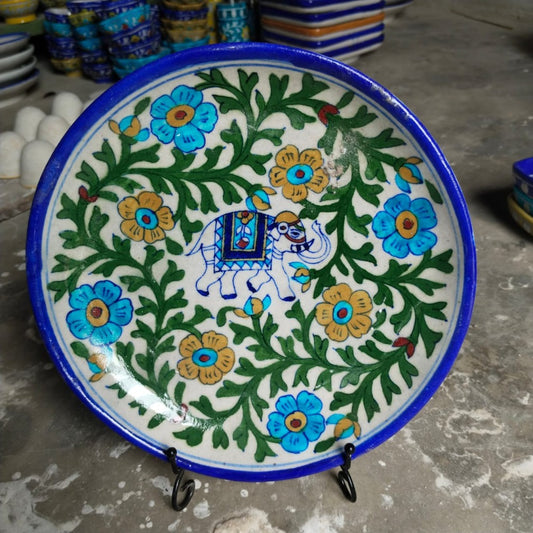 Blue Pottery Lotus Wall Plate 10 inch Style3