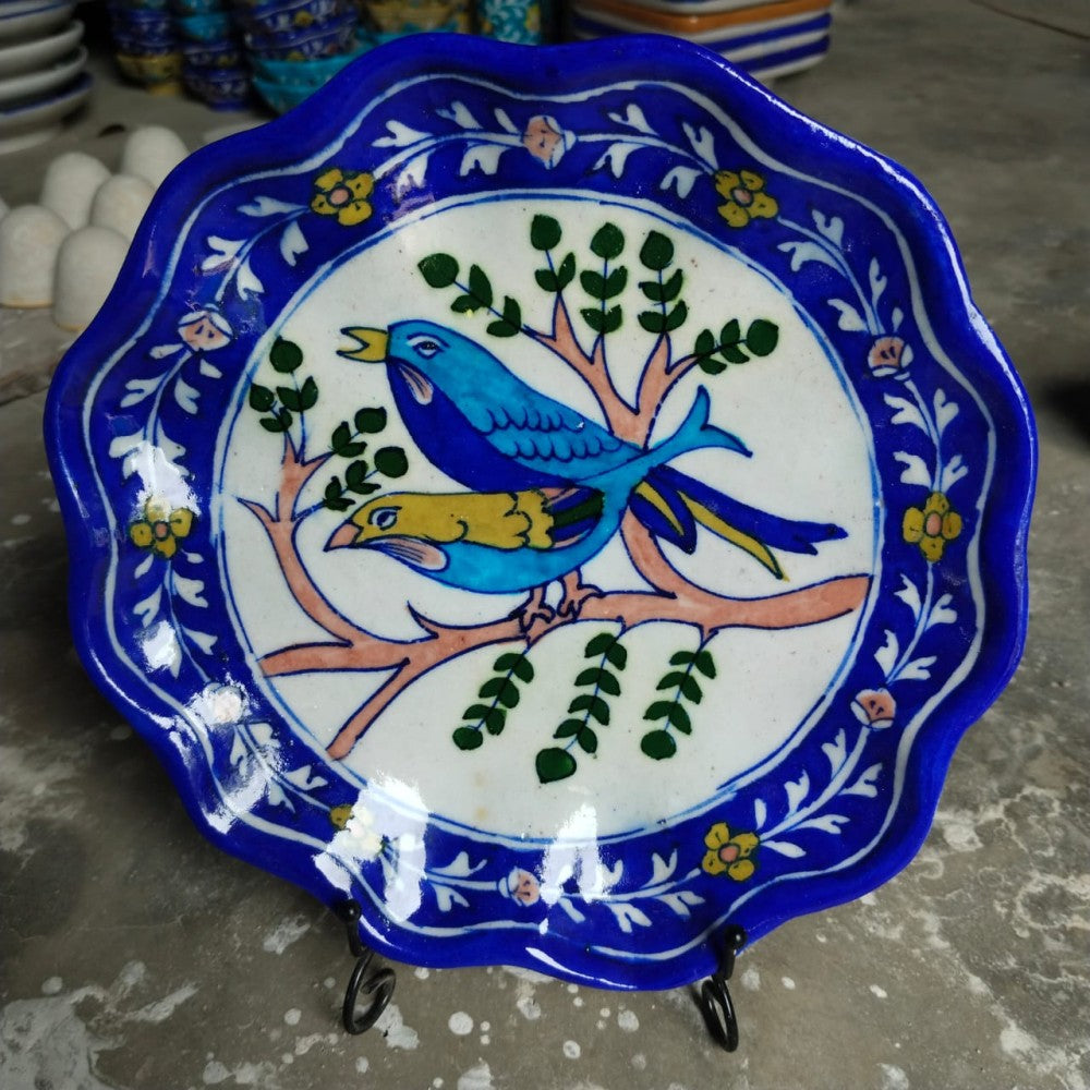 Blue Pottery Lotus Wall Plate 10 inch Style4