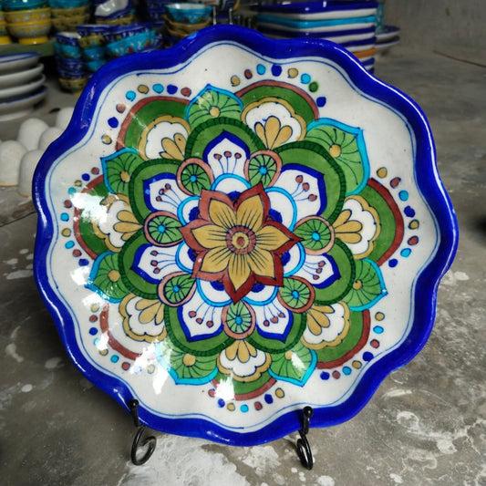 Blue Pottery Lotus Wall Plate 10 inch Style6