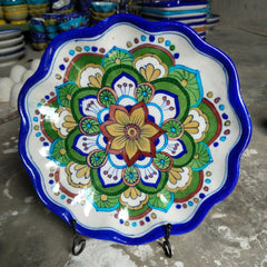 Blue Pottery Lotus Wall Plate 10 inch Style6