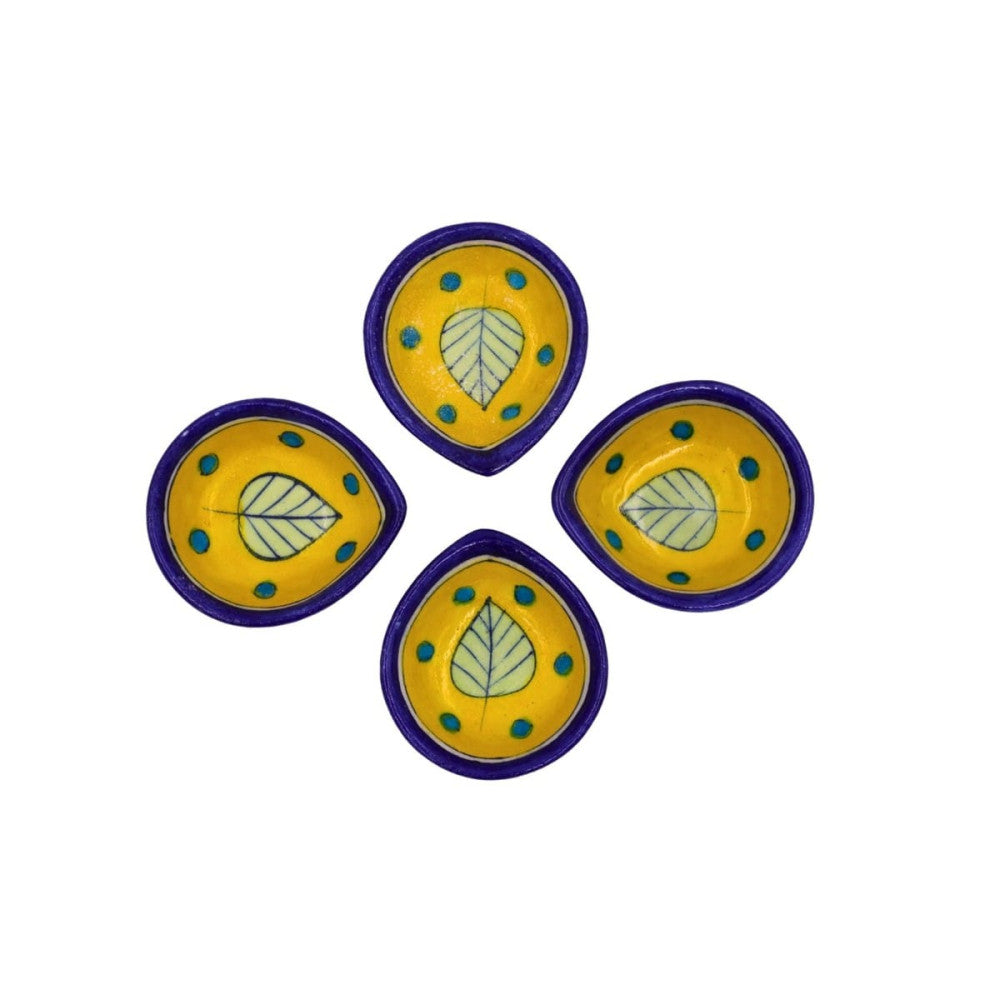 Blue Pottery Mustard One Leaf Diya style 1