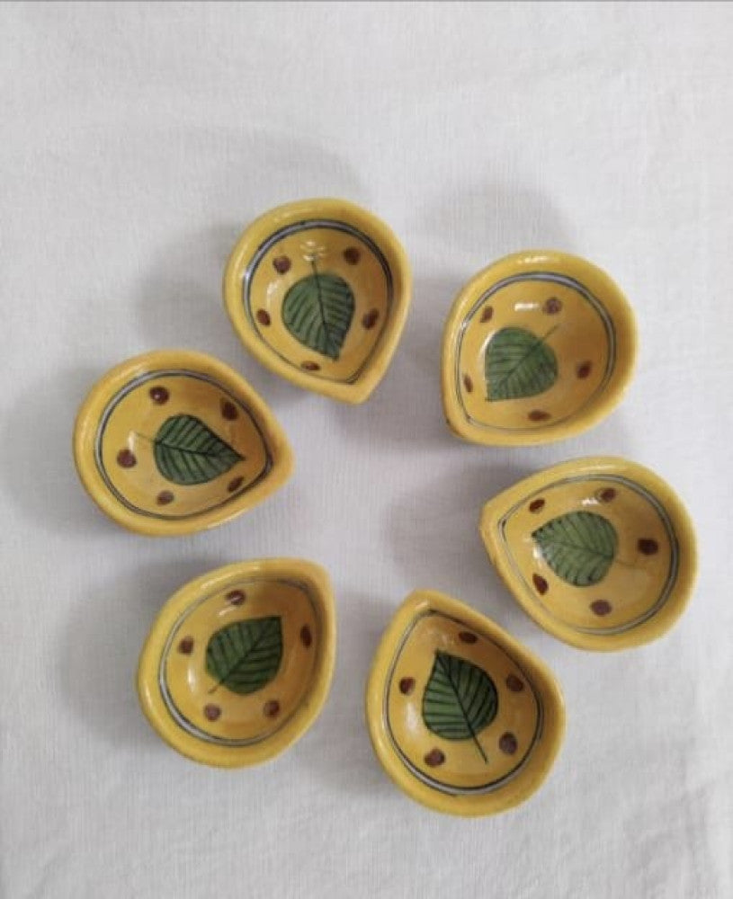 Blue Pottery Mustard One Leaf Diya style 1