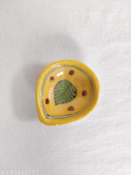 Blue Pottery Mustard One Leaf Diya style 1