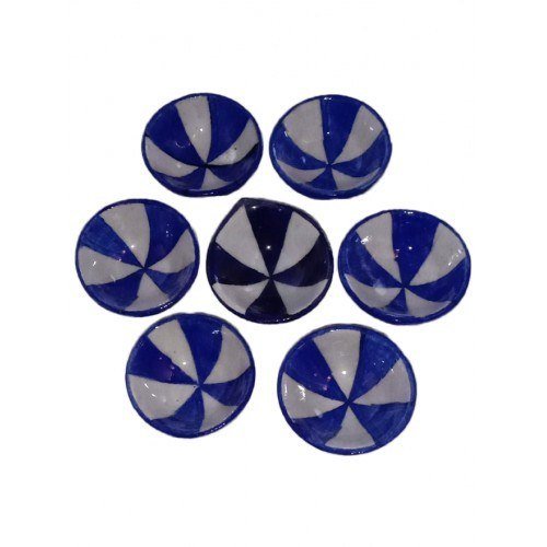 Blue Pottery Two Color Diya- Single Piece