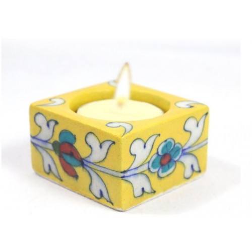 Handmade Blue Pottery of Jaipur Candle Stand (Set of 4)