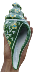 Blue Pottery Shank Green Floral Design