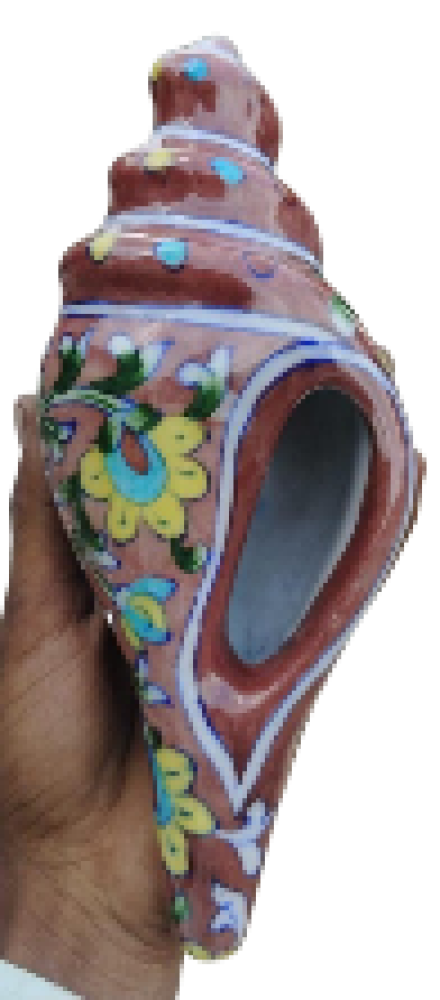 Blue Pottery Shank Red Floral Design