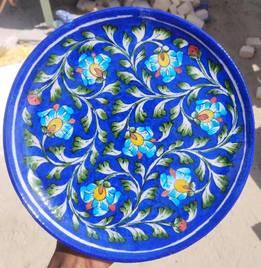Blue Pottery Wall Hanging Plate 10 inch Style 2