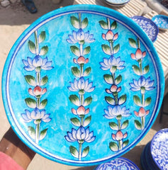 Blue Pottery Wall Hanging Plate 10 inch Style 3