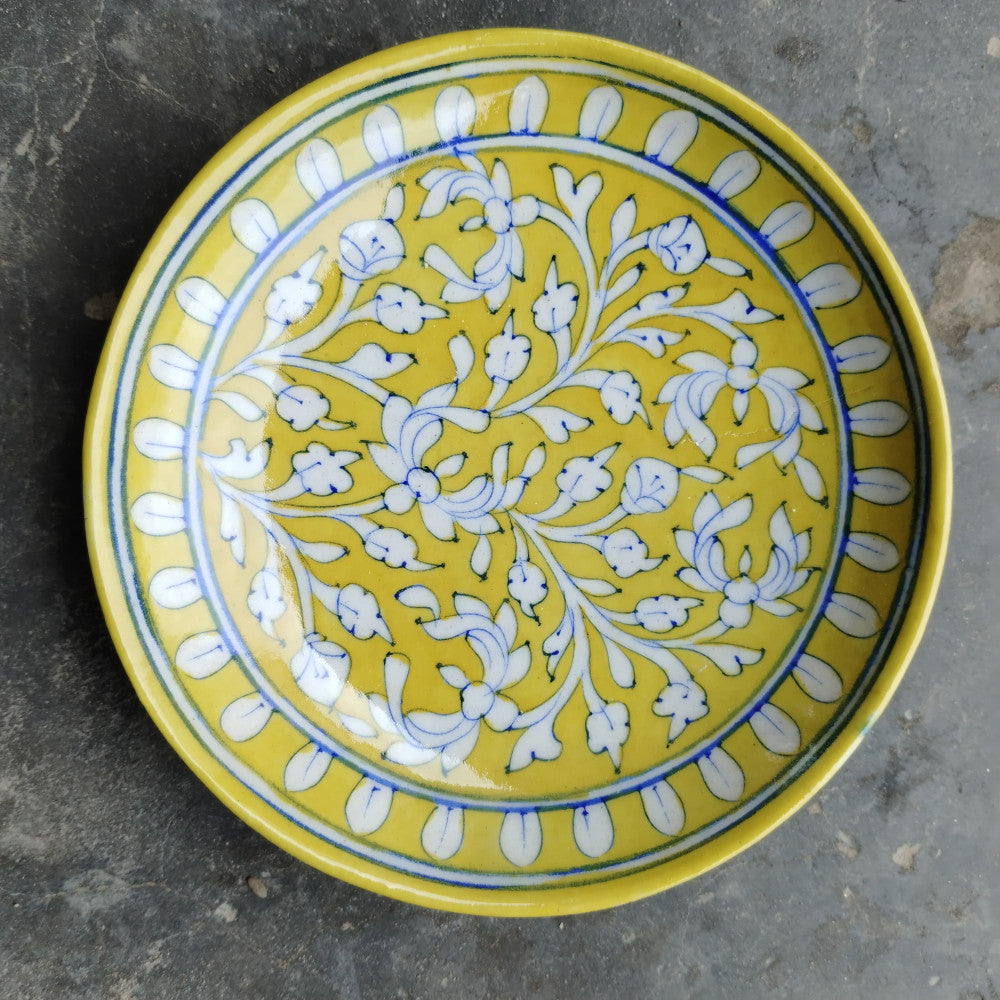 Blue Pottery Wall Hanging Plate 8 inch Style 14