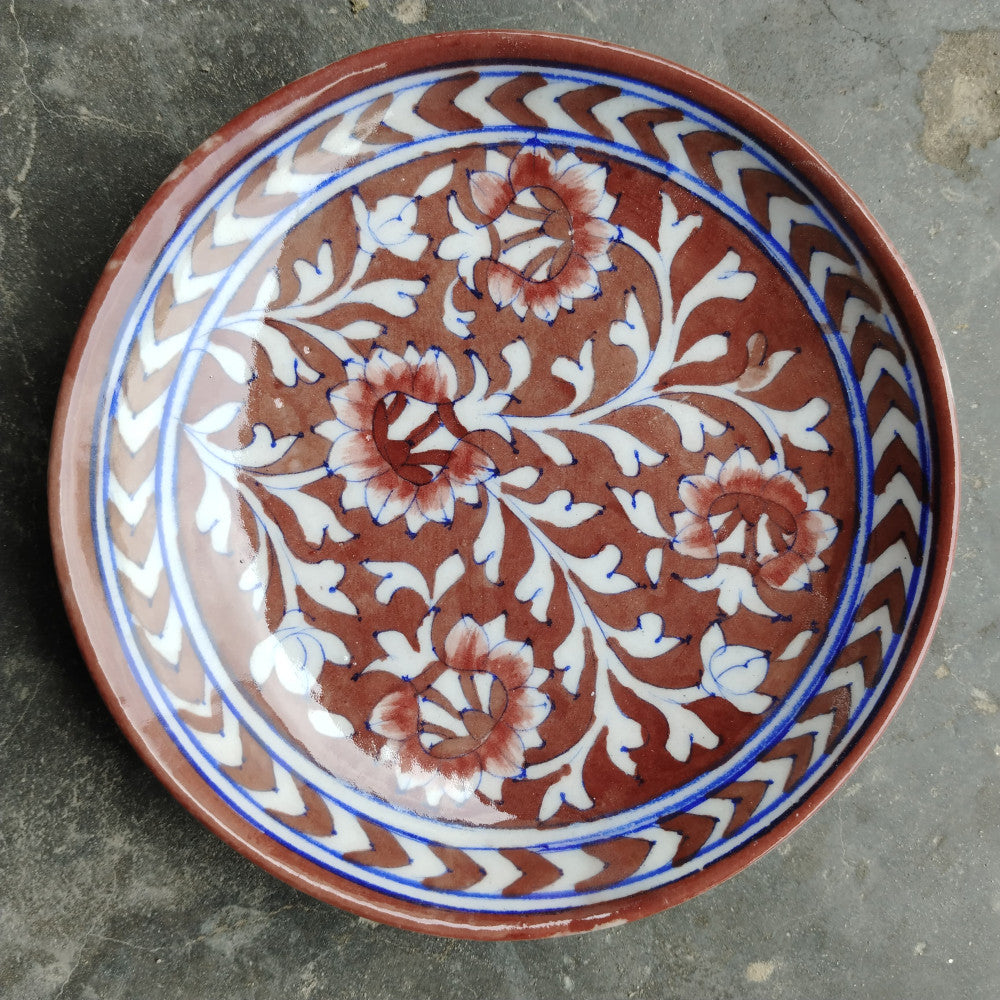 Blue Pottery Wall Hanging Plate 8 inch Style 15