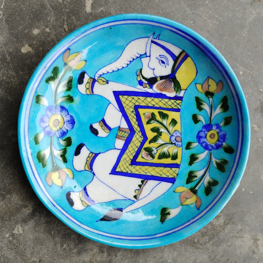 Blue Pottery Wall Hanging Plate 8 inch Style 19