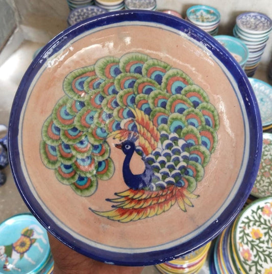 Blue Pottery Wall Hanging Plate 8 inch Style 2