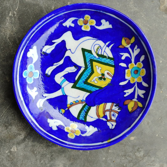 Blue Pottery Wall Hanging Plate 8 inch Style 24