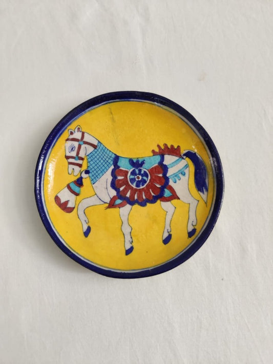 Blue Pottery Wall Hanging Plate 8 inch Style 6