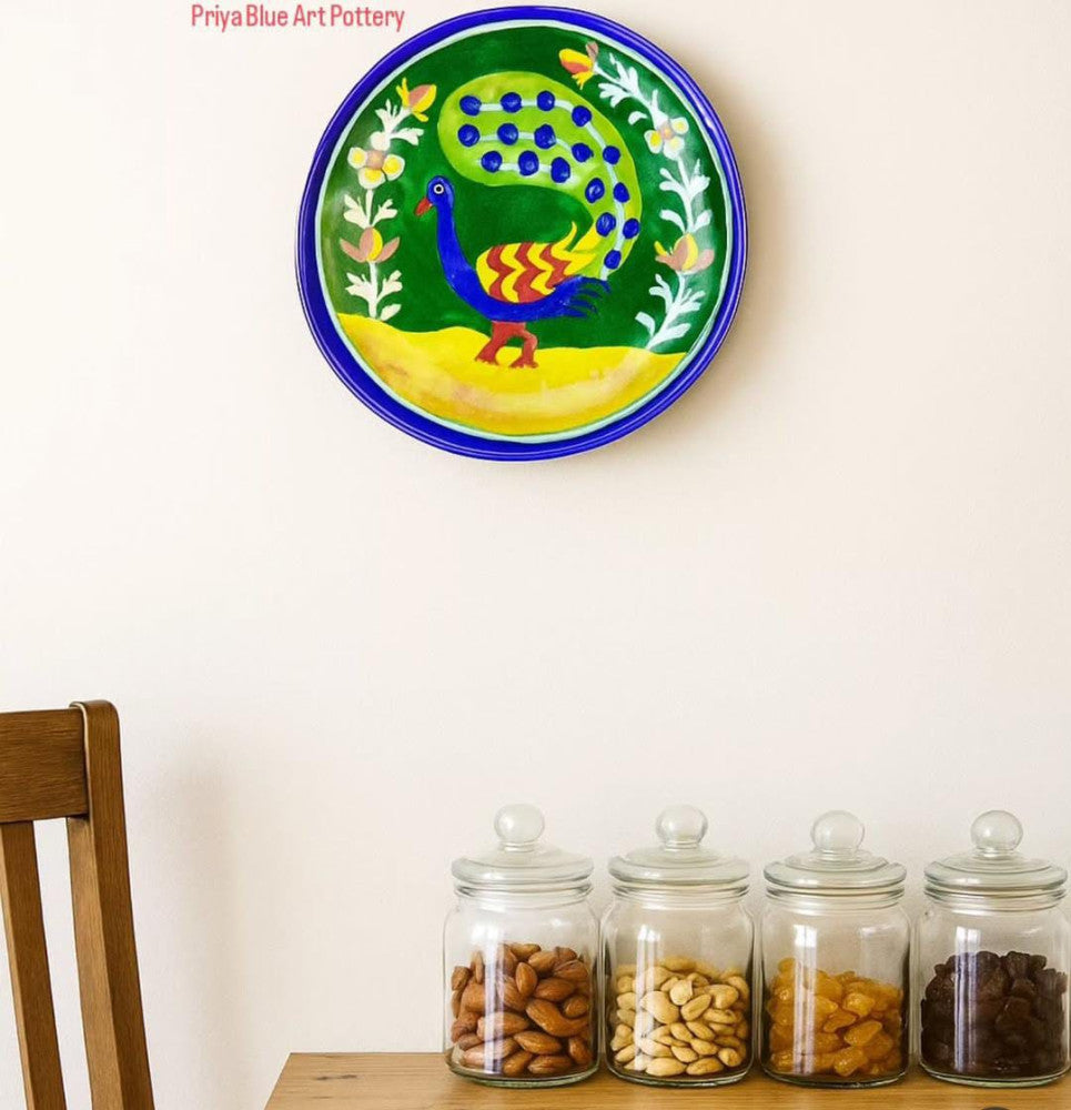 Blue Pottery Wall Hanging Plate 8 inch Style 9