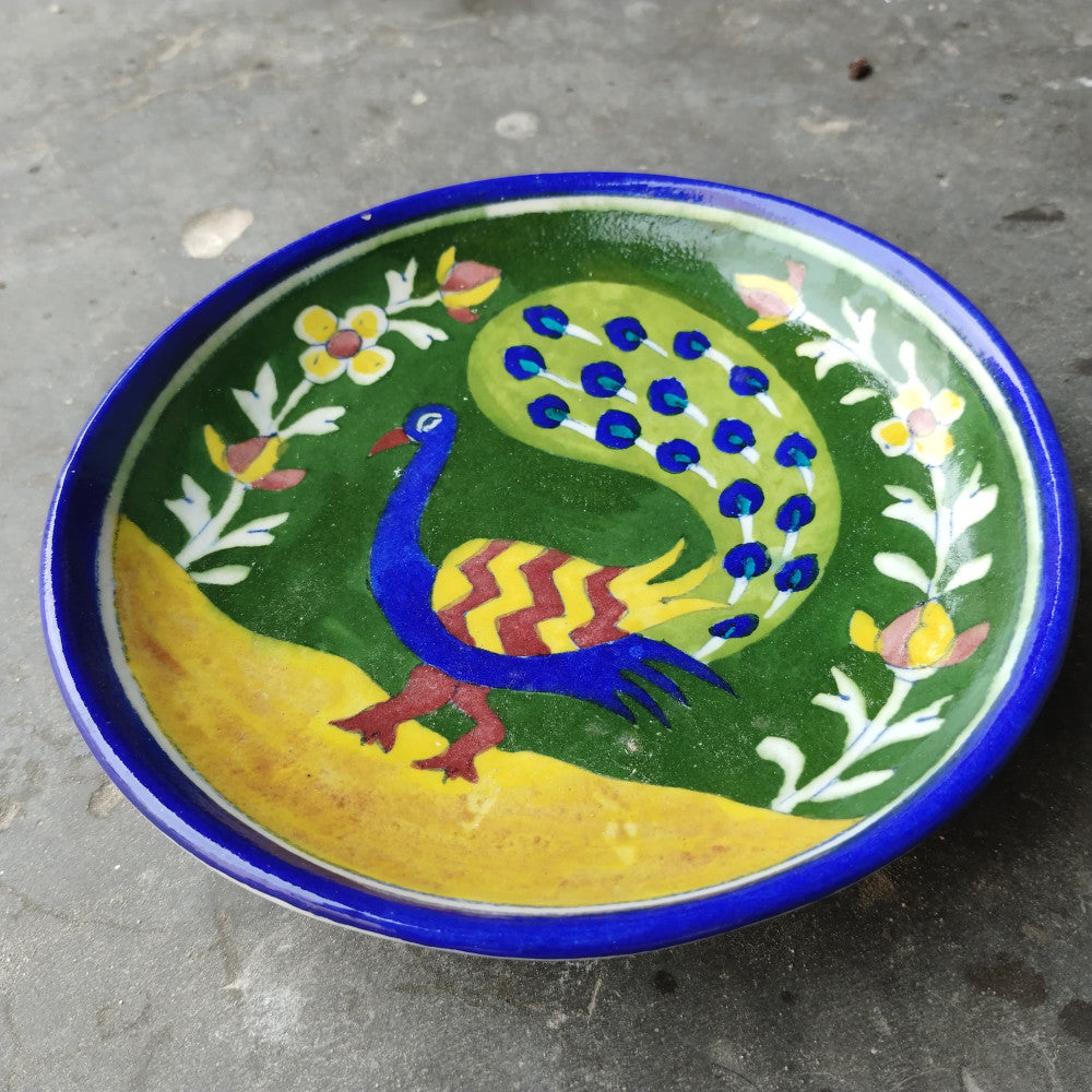 Blue Pottery Wall Hanging Plate 8 inch Style 9