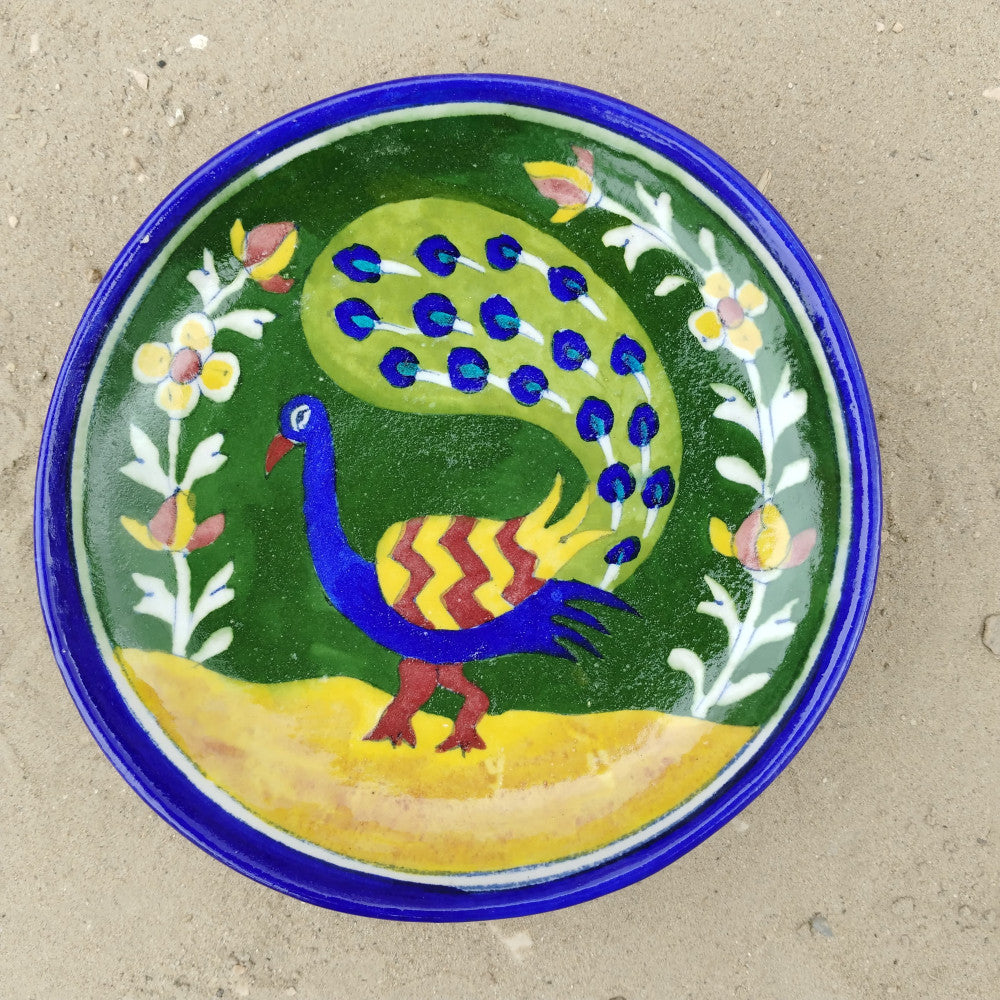 Blue Pottery Wall Hanging Plate 8 inch Style 9