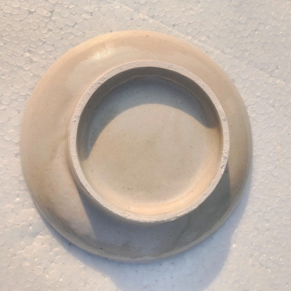 Blue Pottery Wall Plate Navy Blue Floral Design 4 inch