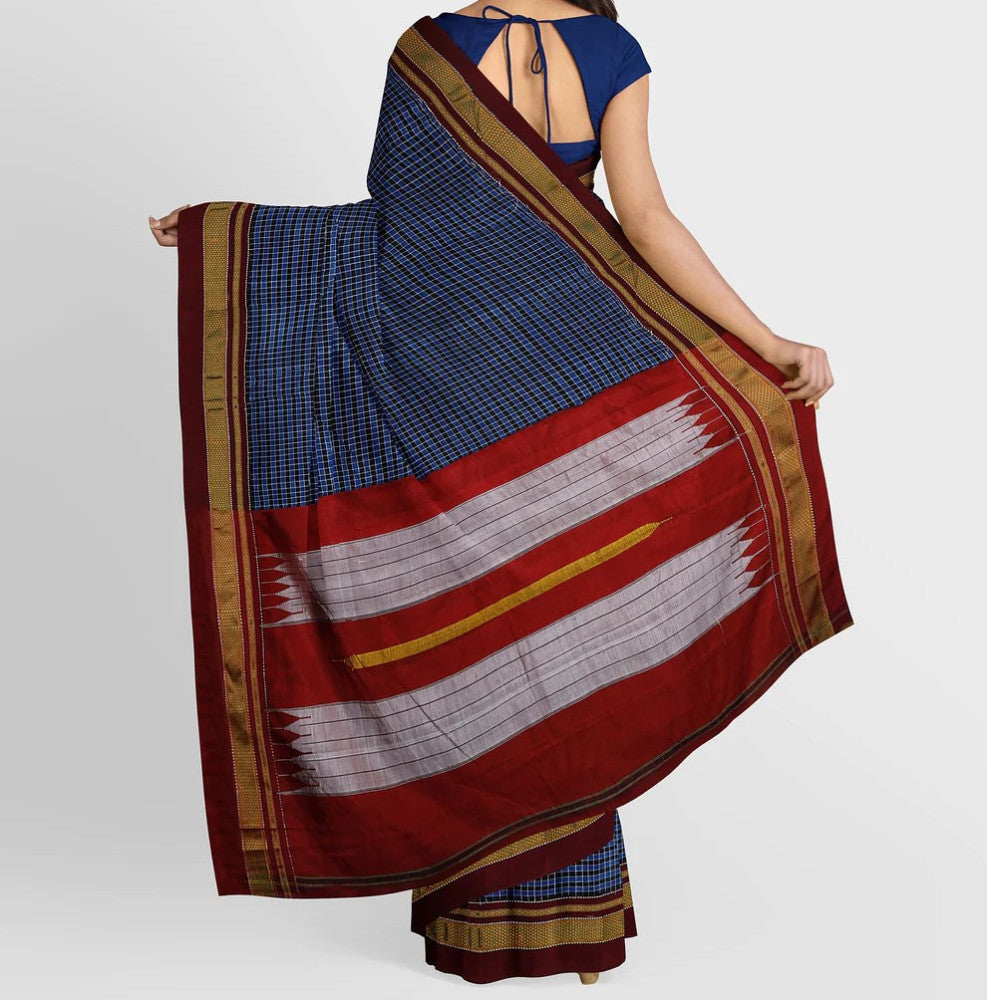 Blue Strips Ilkal Saree