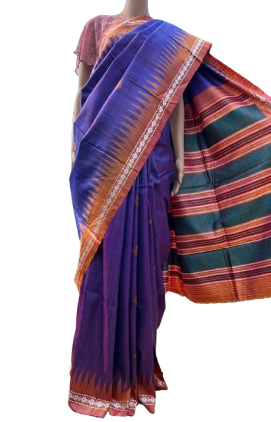 Blue Tussar Saree