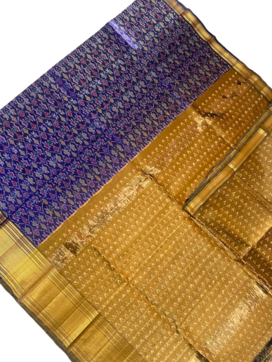 Blue With Mustard Yellow border Telia Rumal